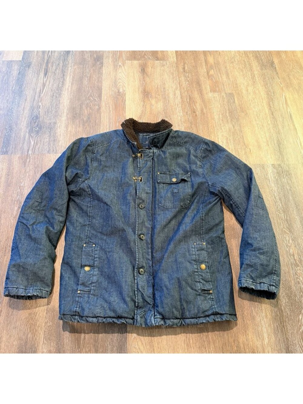 Roark Axeman Denim Blanket Lined Sherpa Collar Chore Jacket Large